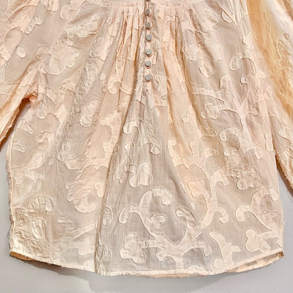 NWOT Rebecca Taylor Beige/Crème Floral Top-Stitching Blouse MSRP$350 - Picture 3 of 16